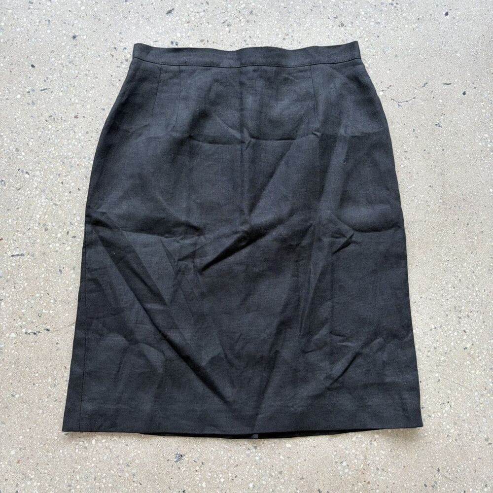 Vintage Giorgio Armani Black Linen Midi Skirt